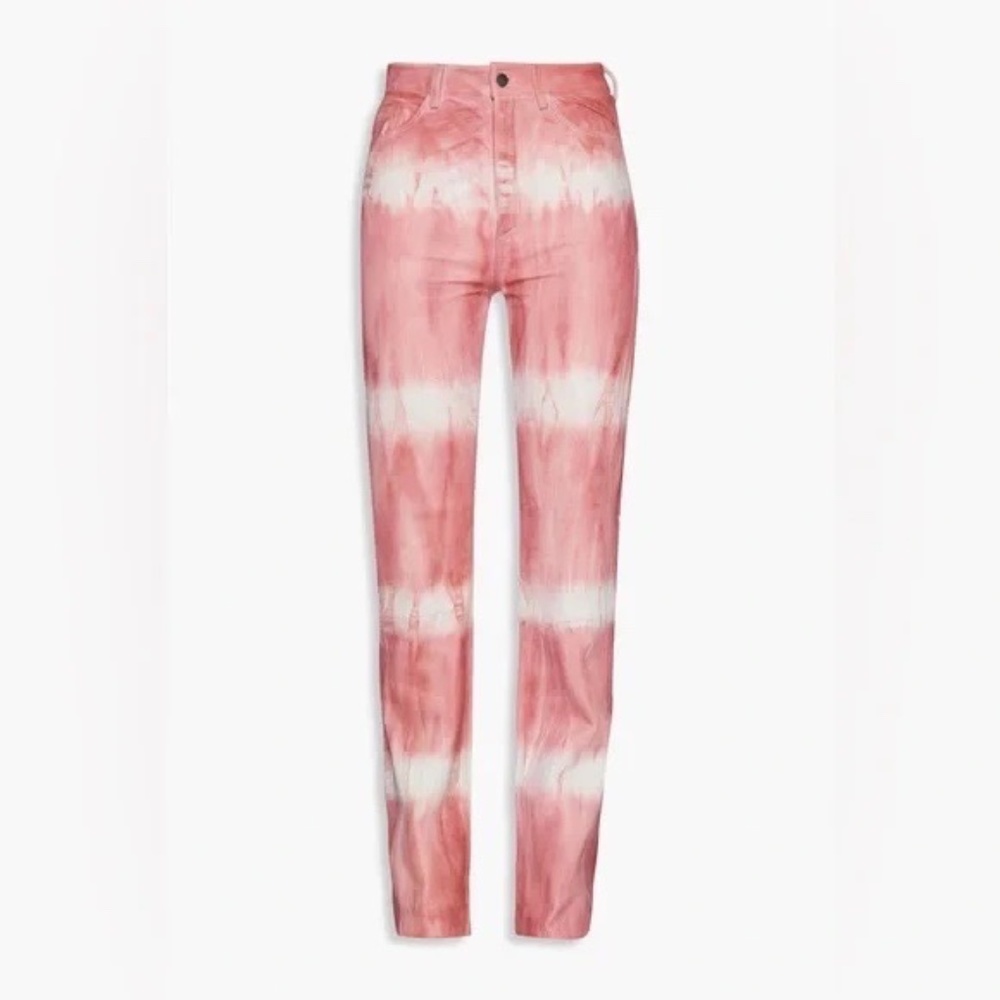 REMAIN by Birger Christensen NWT Lynn Pink Tie Dye Leather Pants size Large